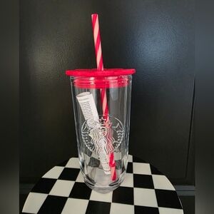 NWT Starbucks Cold Cup Glass Valentines Heart 16oz